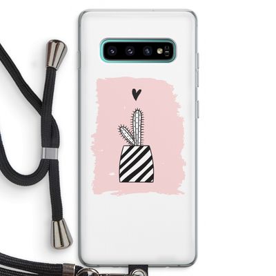 Zwart-wit cactus: Samsung Galaxy S10 Plus Transparant Hoesje met koord