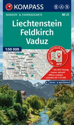 Wandelkaart 21 Liechtenstein - Feldkirch - Vaduz | Kompass