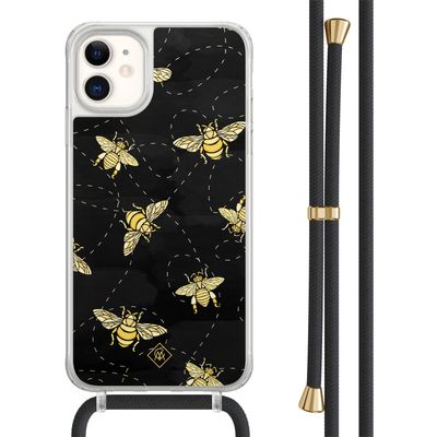 iPhone 11 hoesje met zwart koord - Bee happy