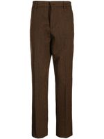 Versace pantalon en laine mélangée à coupe slim - Marron