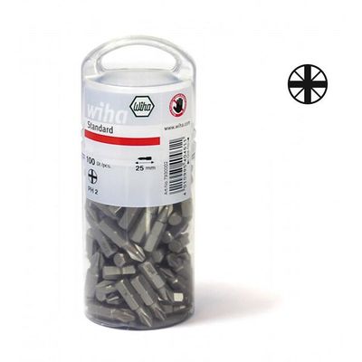 Schroefbit kruiskop PZ2 25mm 100 stuks