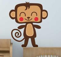Sticker kinderkamer vrolijke aap