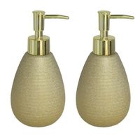 2x stuks zeeppompje/dispenser goud glanzend polystone 8 x 17 cm