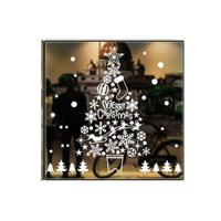 Kerst decoratie raamsticker - kerstboom - 72 x 54 cm - raamversiering