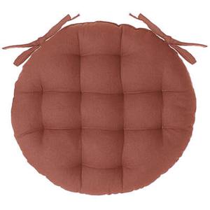 Atmosphera Stoelkussen rond - terracotta - katoen - 38x6.5 cm - wicker zitkussen