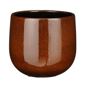 Plantenpot/bloempot keramiek terra bruin speels licht gevlekt patroon - D18/H16 cm