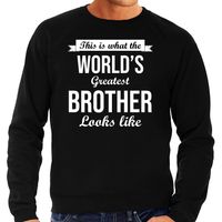 Worlds greatest brother cadeau sweater zwart voor heren - thumbnail