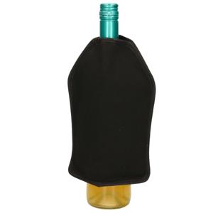 5Five Wijnfles koeler/koelelement hoes - zwart - 22 cm - Flessenkoeler - Wijnkoeler