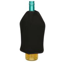 5Five Wijnfles koeler/koelelement hoes - zwart - 22 cm - Flessenkoeler - Wijnkoeler