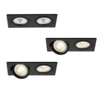 LED-inbouwspot set 3 stuks Sienna dubbel zwart 2700K 10W