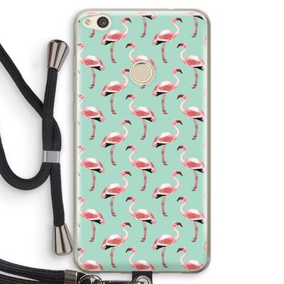 Flamingoprint groen: Huawei Ascend P8 Lite (2017) Transparant Hoesje met koord