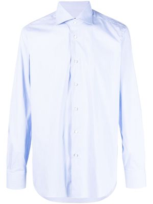 Barba chemise en coton stretch à boutonnière - Bleu