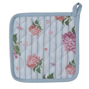 Clayre & Eef Pannenlap 16x16 cm Blauw Roze Katoen Hortensia