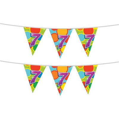 2x stuks leeftijd verjaardag thema vlaggetjes 7 jaar plastic 10 meter