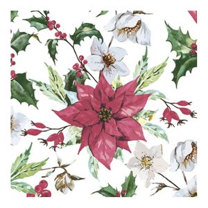 Daisy kerst thema servetten - 40x st - 33 x 33 cm - kerststerren print