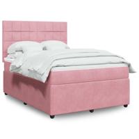 Boxspring met matras fluweel roze 140x190 cm