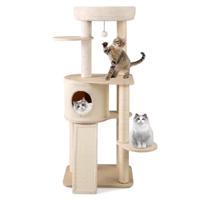 143 cm Houten Krabpaal met Krabton & Sisal Krabpalen & Ladder Kattenboom Klimboom N210atuur