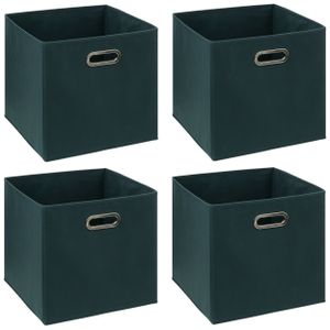 Set van 6x opbergmand/kastmand 29 liter smaragdgroen linnen 31 x 31 x 31 cm