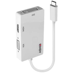 LINDY USB-C, VGA Converter [1x USB-C stekker - 1x DVI-bus 24+5-polig, HDMI-bus, VGA-bus] 43273 0.13 m