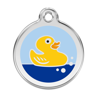 Rubber Duck Light Blue roestvrijstalen hondenpenning large/groot dia. 3,8 cm - Reddingo