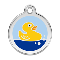 Rubber Duck Light Blue roestvrijstalen hondenpenning large/groot dia. 3,8 cm - Reddingo