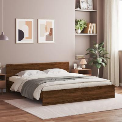 Bedframe met hoofdeinde bruin eikenkleur 180x200 cm