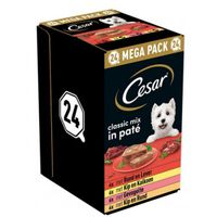 Cesar Classic Mix Paté multipack natvoer hond maaltijdkuipjes (150 g) 2 verpakkingen (48 x 150 g) - thumbnail