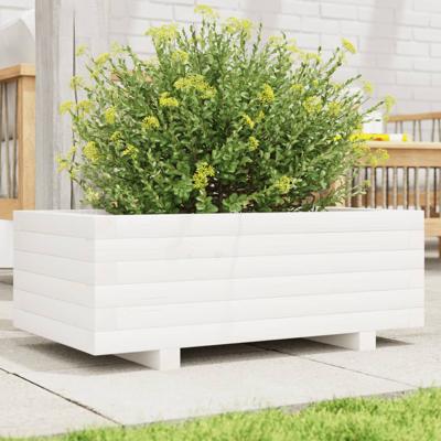 VidaXL Plantenbak 70x40x26,5 cm massief grenenhout wit