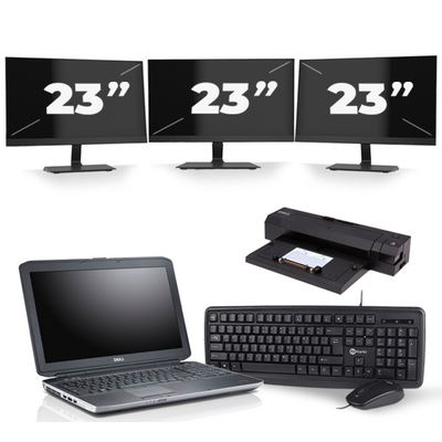 Dell Latitude E5530 - Intel Core i3-3e Generatie - 15 inch - 8GB RAM - 256GB SSD - Windows 10 + 3x 23 inch Monitor