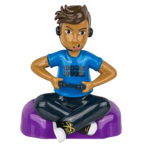 Solar bewegend figuur - Gamer - bewegende armen - blauw - kunststof - 11 cm