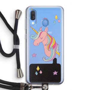 Roze eenhoorn: Samsung Galaxy A40 Transparant Hoesje met koord