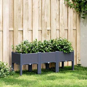VidaXL Plantenbak met poten 120x40x42 cm polypropeen grijs