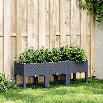 VidaXL Plantenbak met poten 120x40x42 cm polypropeen grijs