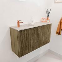 Toiletmeubel Mondiaz Joya Dlux | 81.6 cm | Meubelkleur Dusk | Faye wastafel Ostra Wasbak Links | 1 kraangat