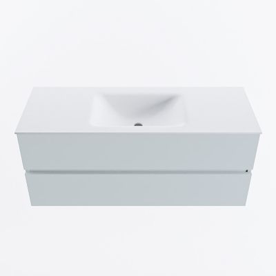 MONDIAZ VICA 120cm badmeubel onderkast Clay 2 lades. Wastafel CLOUD midden zonder kraangat, kleur Talc.