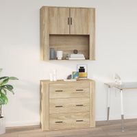 Wandkast 80x33x80 cm bewerkt hout sonoma eikenkleurig