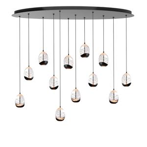 Highlight HanglampClear Egg zwart 12-lichts ovaal - H5453.20