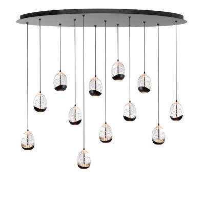 Highlight HanglampClear Egg zwart 12-lichts ovaal - H5453.20