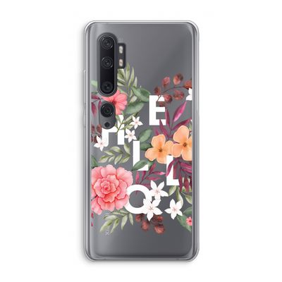 Hello in flowers: Xiaomi Mi Note 10 Transparant Hoesje