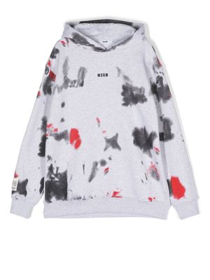 MSGM Kids hoodie à imprimé tie-dye - Gris