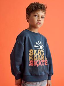 Jongenssweater met grote skateprint nachtblauw