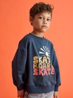 Jongenssweater met grote skateprint nachtblauw