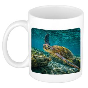 Foto mok zee schildpad mok / beker 300 ml - Cadeau schildpadden liefhebber