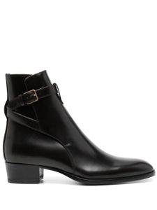 Saint Laurent Wyatt leather ankle boots - Marron