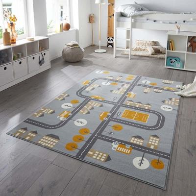 Vloerkleed Kids Town - Grijs maat: 220x160cm - materiaal: Polypropyleen - Dekbed-Discounter.nl