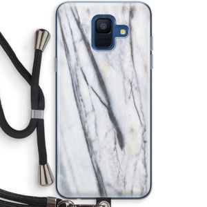 Gestreepte marmer: Samsung Galaxy A6 (2018) Transparant Hoesje met koord