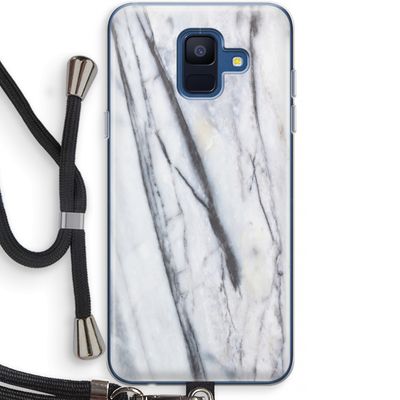 Gestreepte marmer: Samsung Galaxy A6 (2018) Transparant Hoesje met koord