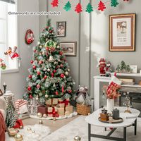 Kunstkerstboom LED Verlichte Dennenboom met Dennenappels Rode Bessen 11 Lichtmodi Kerstboom Kunstboom voor Kerstmis (180 cm)