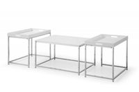 Moderne salontafelset van 3 ELEMENTS 75cm wit chroom uitneembaar blad - 41355 - thumbnail