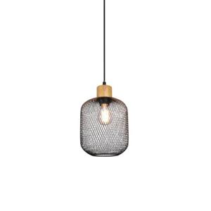 Trio Landelijke hanglamp Calimero 18cm zwart met hout R30561032